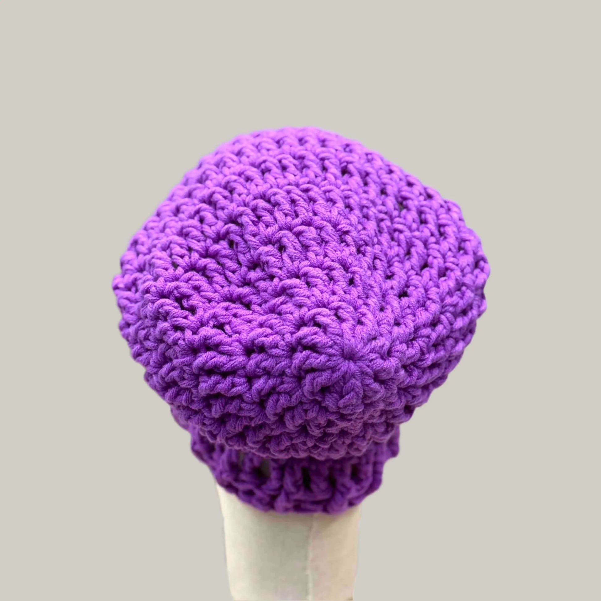 Bright Purple Mawar Treble Crochet 3cm Rib Slouchy Child/Adult Beanie 48-63cm H 30cm HeyBou - Made by Lisa