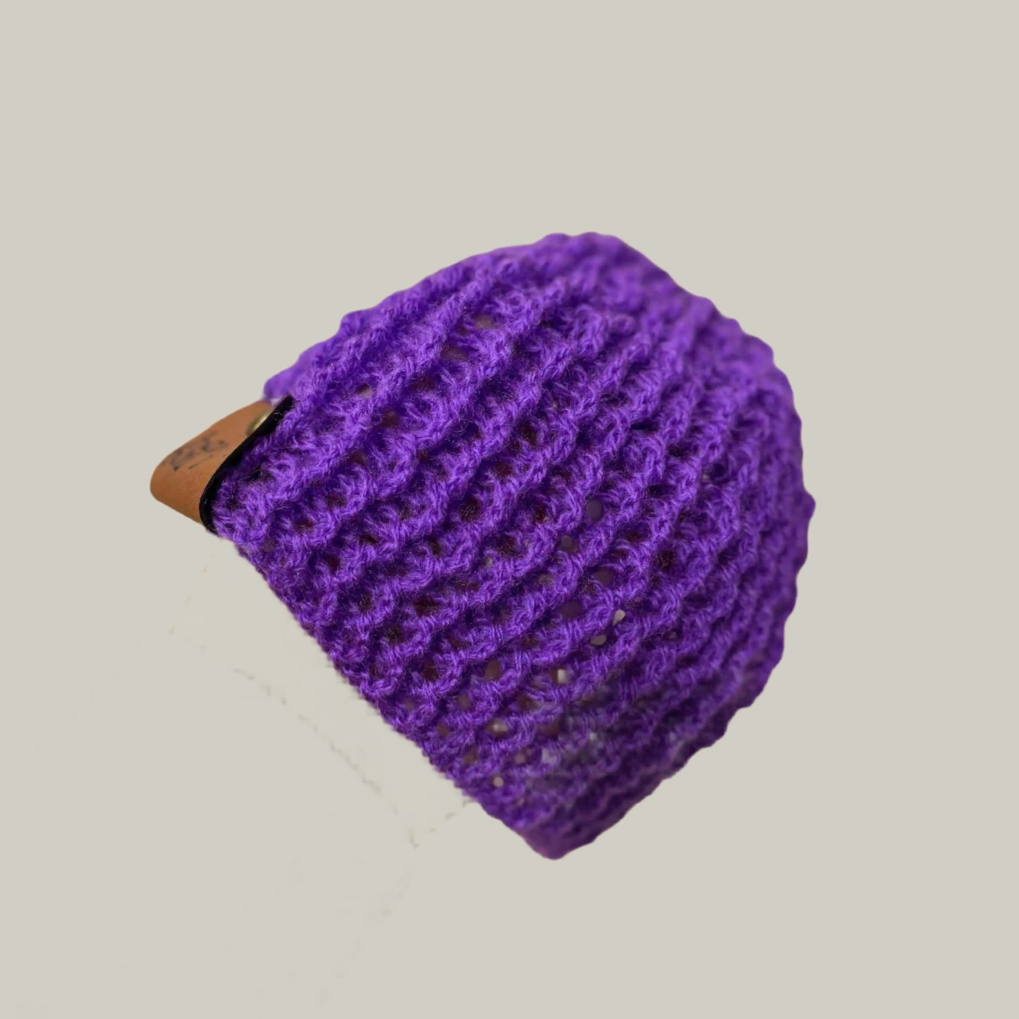 Bright Purple Treble Crochet Ribbed Baby Beanie 33-48cm H 14cm HeyBou - Made by Lisa
