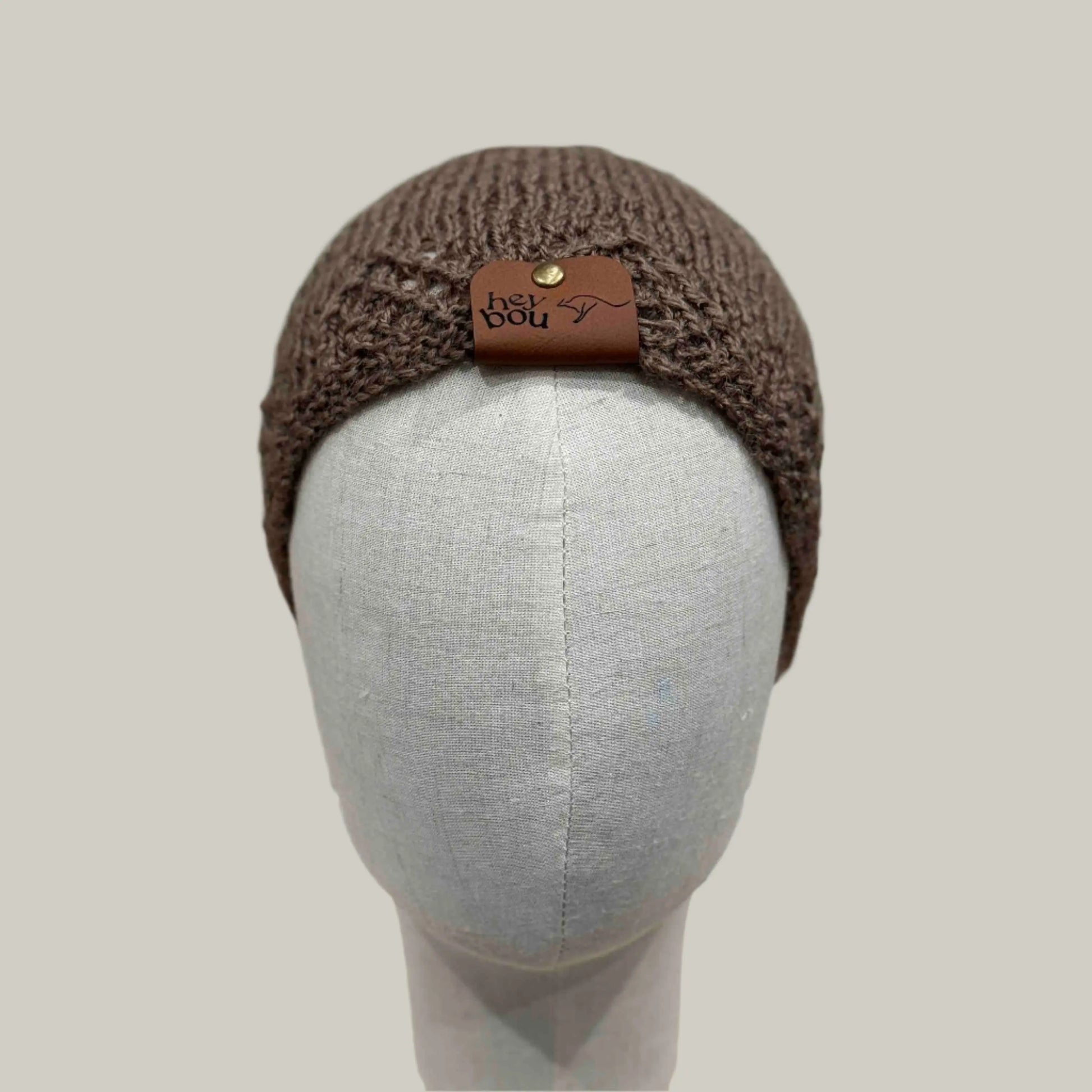 Brown Knitted Lace Edge Child Beanie 42-51cm H 20cm HeyBou - Made by Lisa