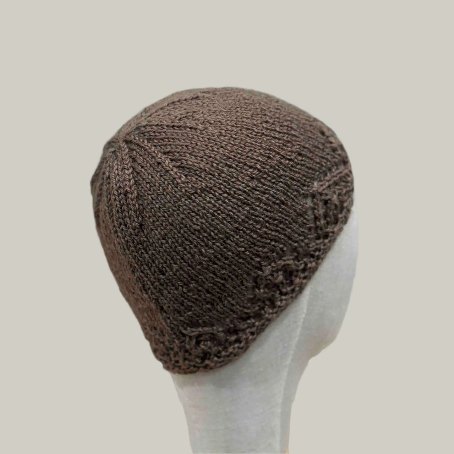 Brown Knitted Lace Edge Child Beanie 42-51cm H 20cm HeyBou - Made by Lisa
