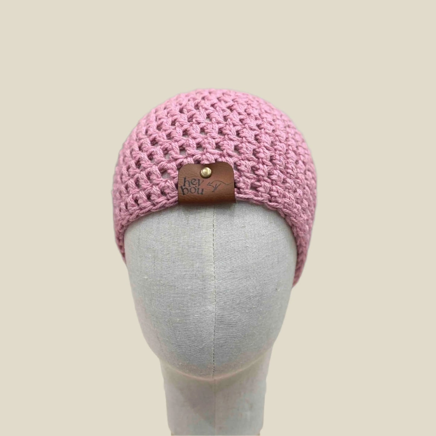 Bulky Antique Pink Double Crochet Child Beanie 46-54cm H 19cm HeyBou - Made by Lisa