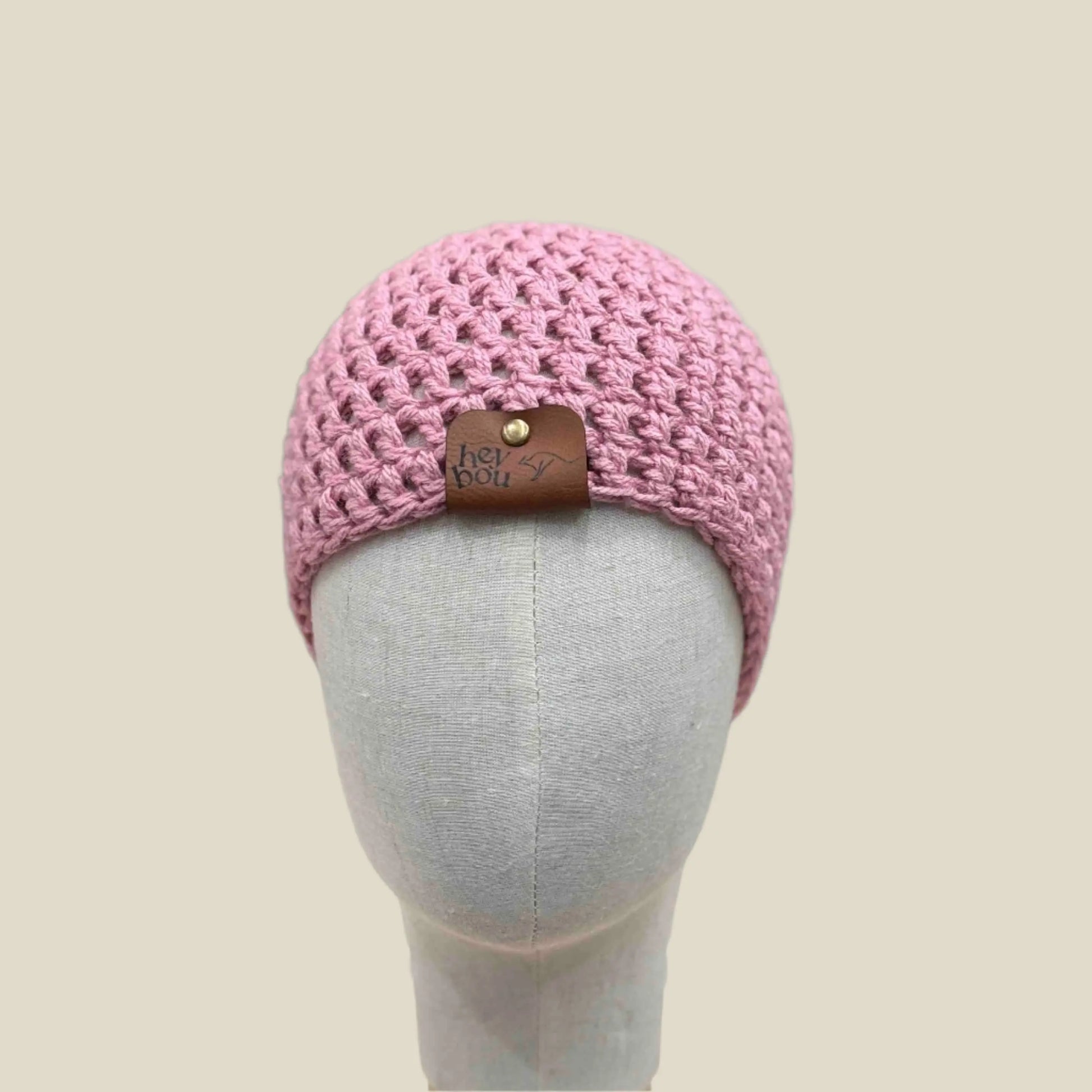 Bulky Antique Pink Double Crochet Child Beanie 46-54cm H 19cm HeyBou - Made by Lisa
