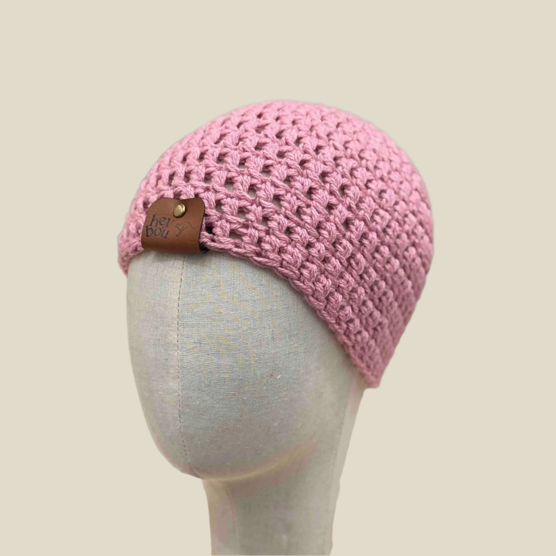 Bulky Antique Pink Double Crochet Child Beanie 46-54cm H 19cm HeyBou - Made by Lisa