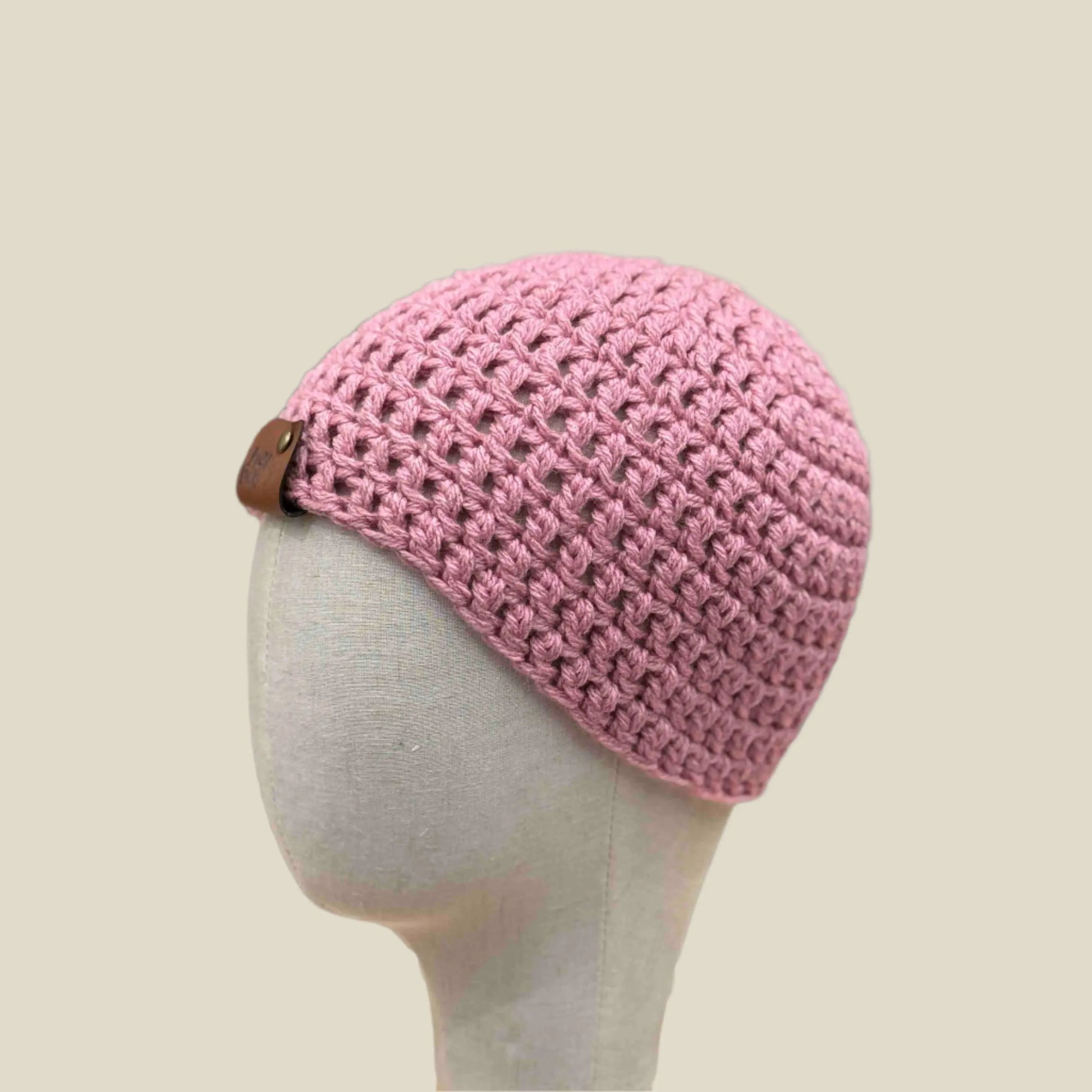 Bulky Antique Pink Double Crochet Child Beanie 46-54cm H 19cm HeyBou - Made by Lisa