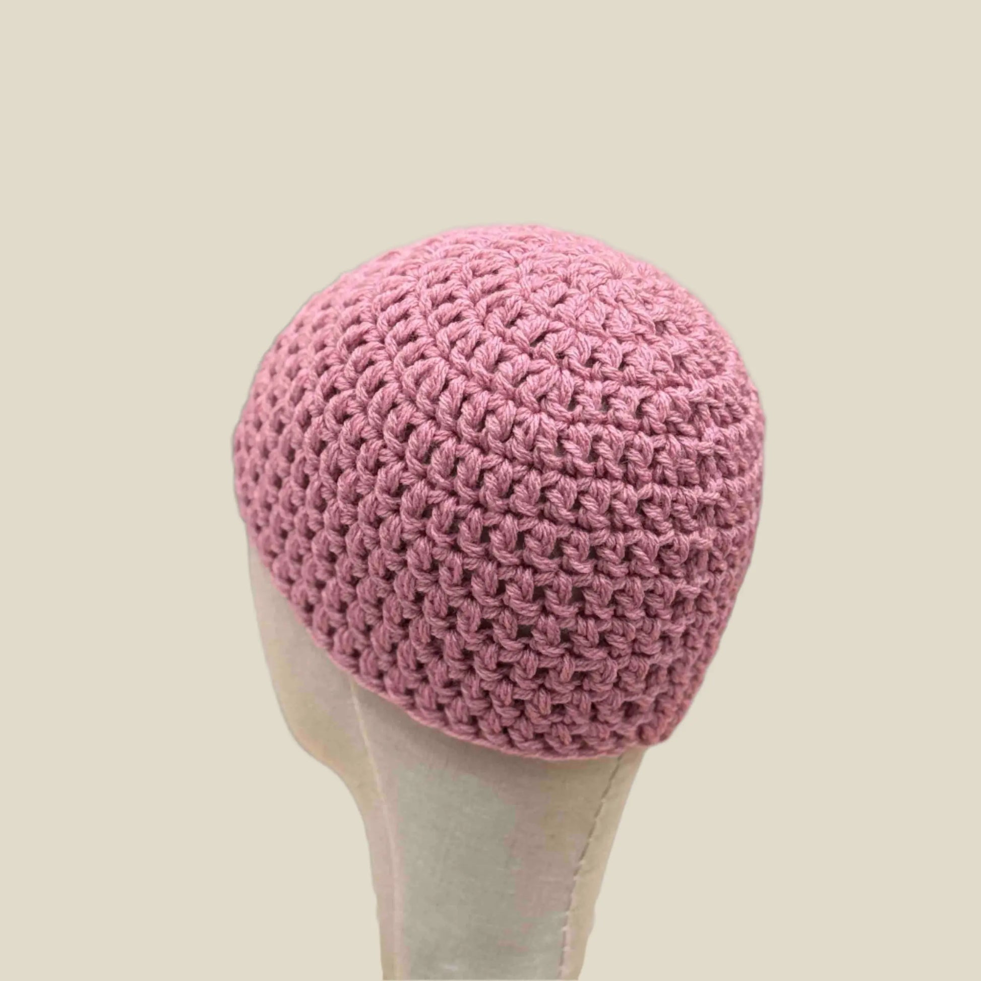 Bulky Antique Pink Double Crochet Child Beanie 46-54cm H 19cm HeyBou - Made by Lisa