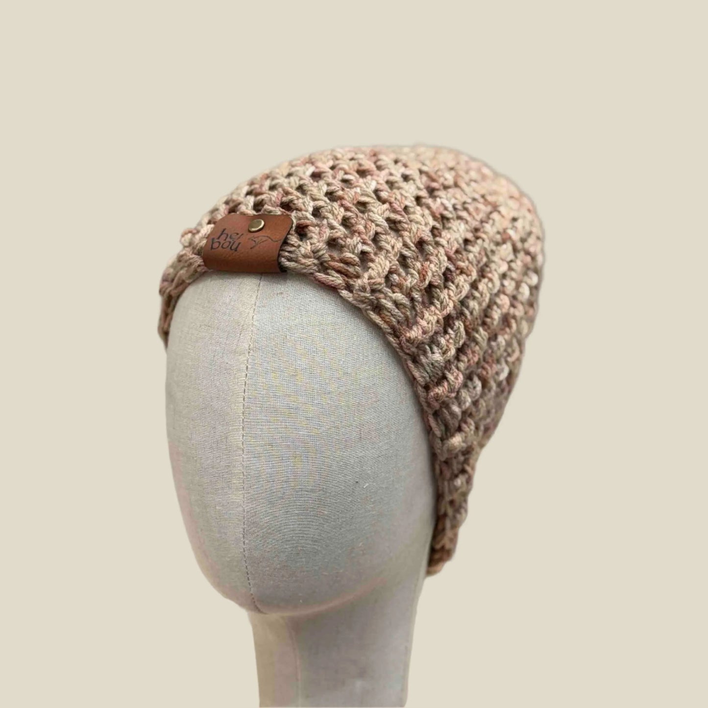 Bulky Multi Brown Double Crochet 2cm Rib Child Slouchy Beanie 43-57cm H 27cm HeyBou - Made by Lisa
