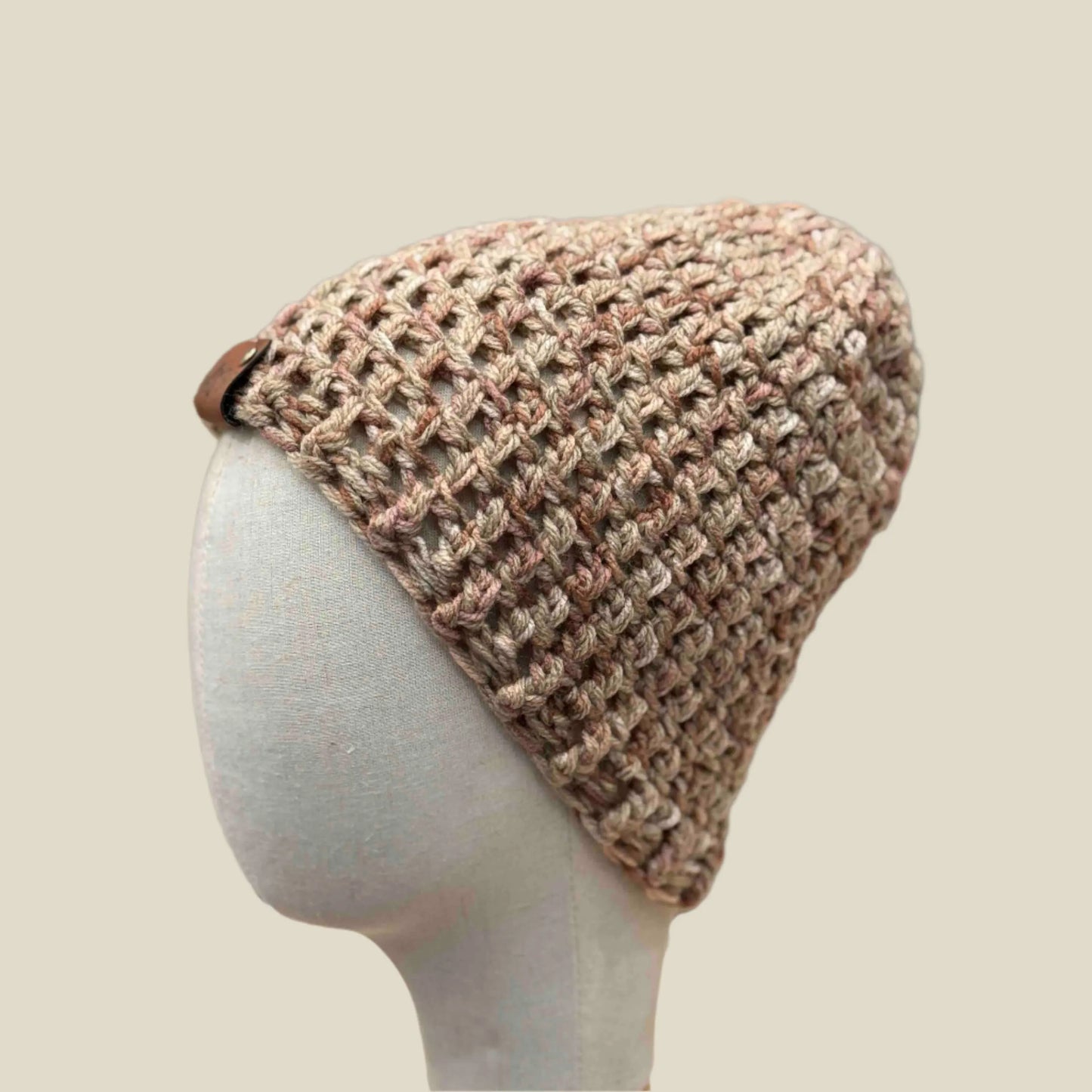 Bulky Multi Brown Double Crochet 2cm Rib Child Slouchy Beanie 43-57cm H 27cm HeyBou - Made by Lisa