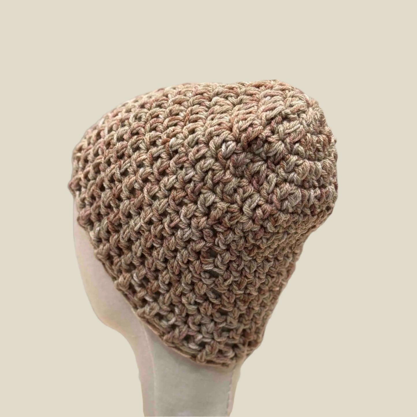 Bulky Multi Brown Double Crochet 2cm Rib Child Slouchy Beanie 43-57cm H 27cm HeyBou - Made by Lisa