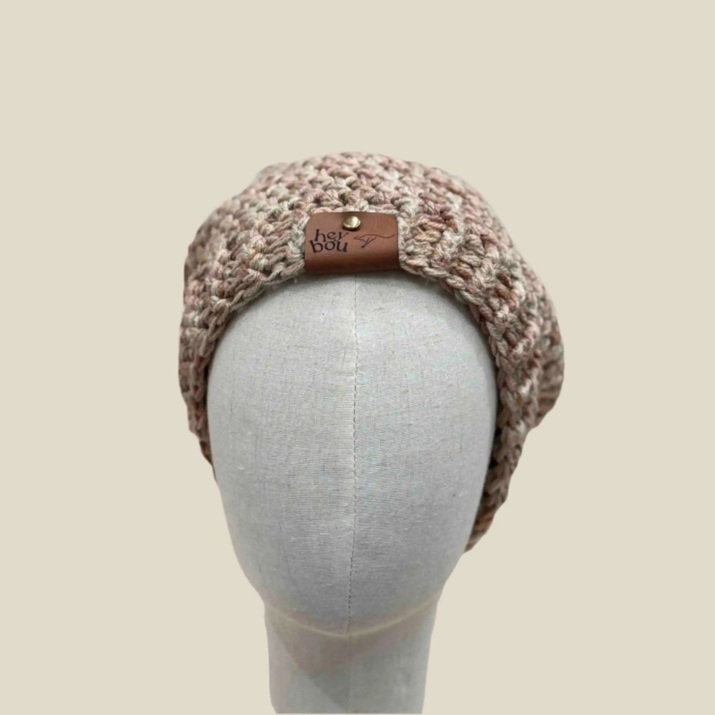 Bulky Multi Brown Double Crochet 4cm Rib Adult Slouchy Beanie 54-67cm H 30cm HeyBou - Made by Lisa