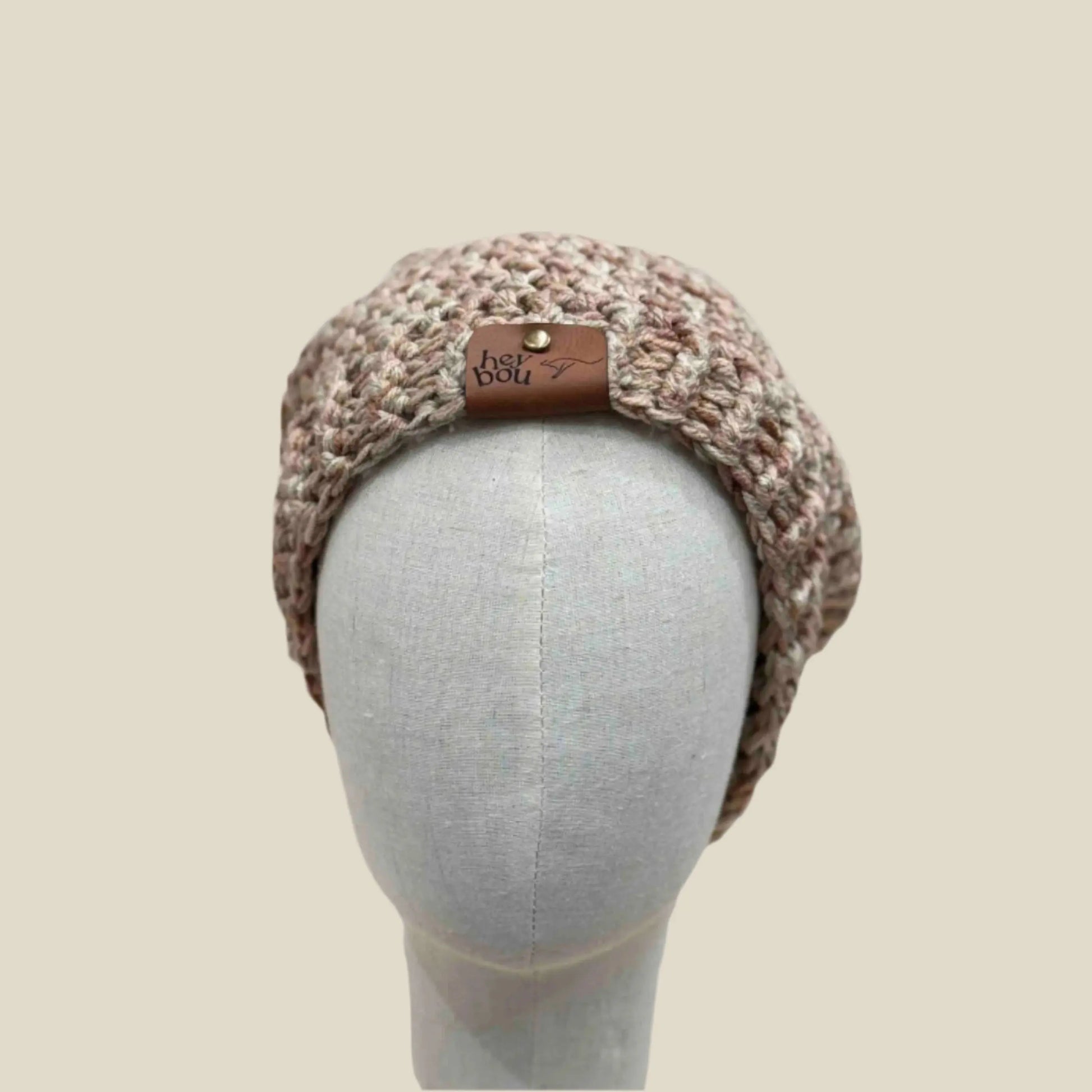 Bulky Multi Brown Double Crochet 4cm Rib Adult Slouchy Beanie 54-67cm H 30cm HeyBou - Made by Lisa