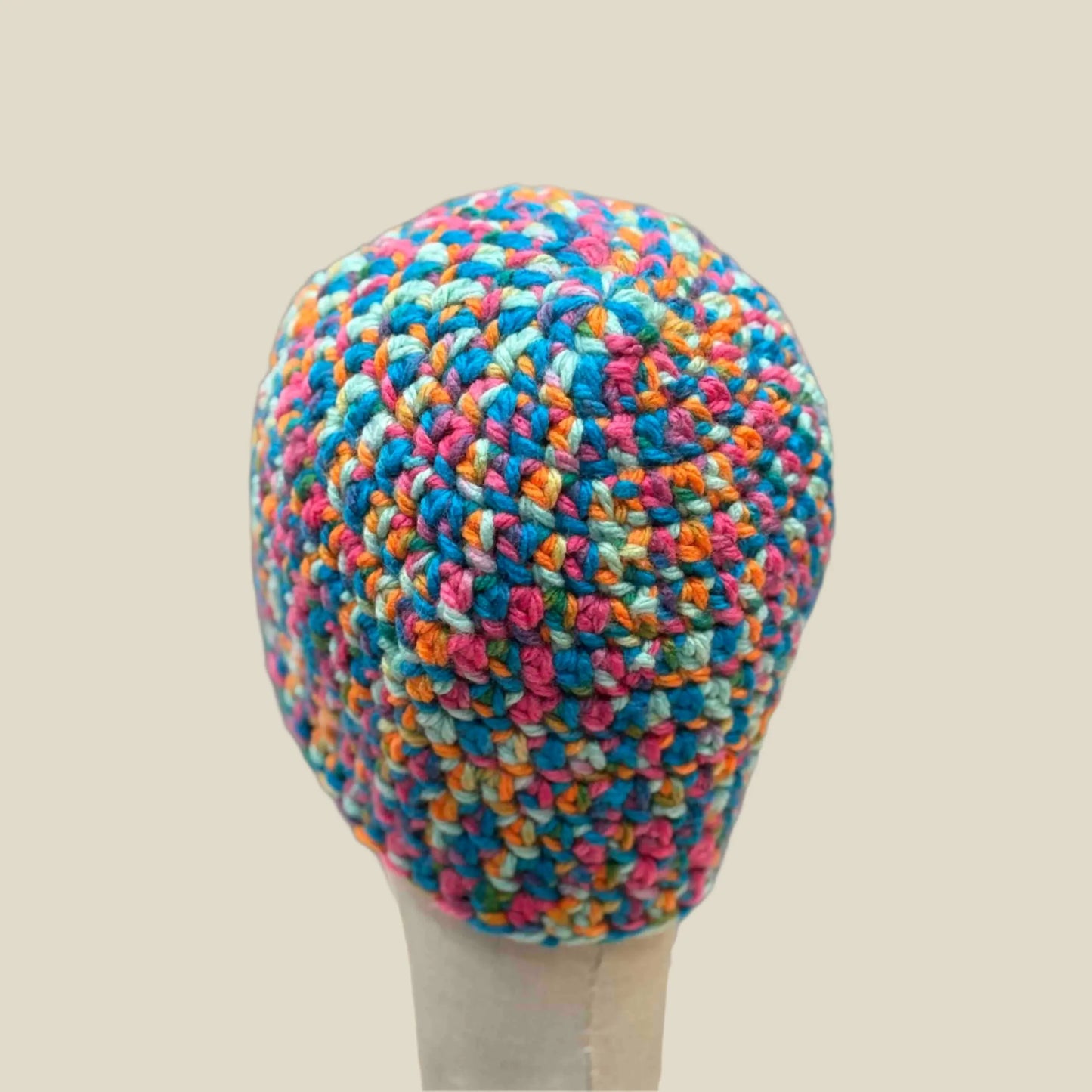 Bulky Multi Pink Blues Greens Orange Double Crochet Adult Beanie 56-71cm H 20cm HeyBou - Made by Lisa