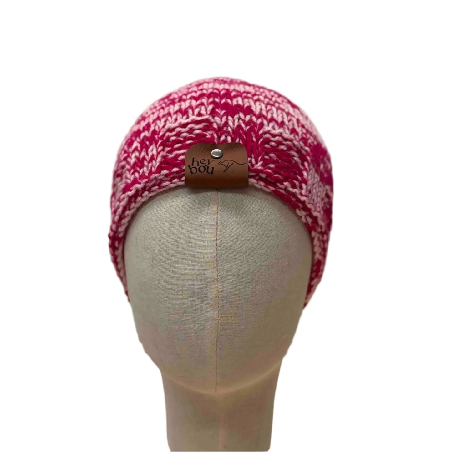 Bulky Multi Pinks Knit 5cm Rib Child/Adult Beanie 47-60cm H 20cm HeyBou - Made by Lisa