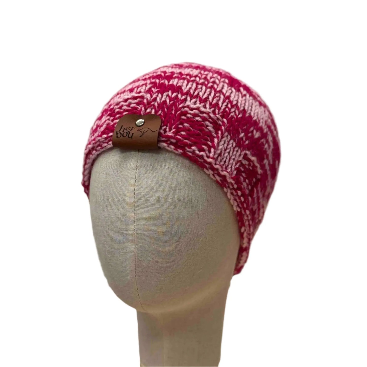 Bulky Multi Pinks Knit 5cm Rib Child/Adult Beanie 47-60cm H 20cm HeyBou - Made by Lisa