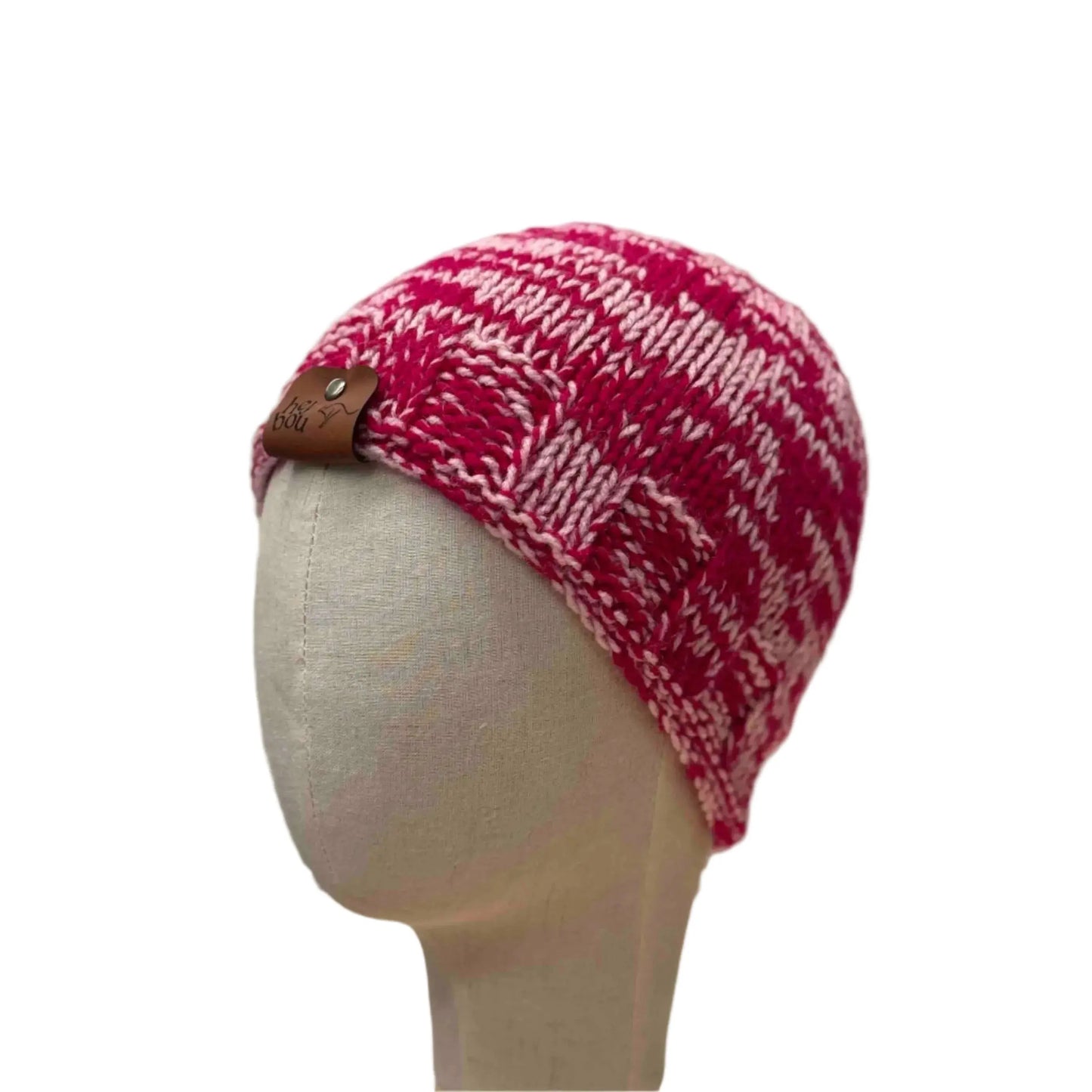 Bulky Multi Pinks Knit 5cm Rib Child/Adult Beanie 47-60cm H 20cm HeyBou - Made by Lisa