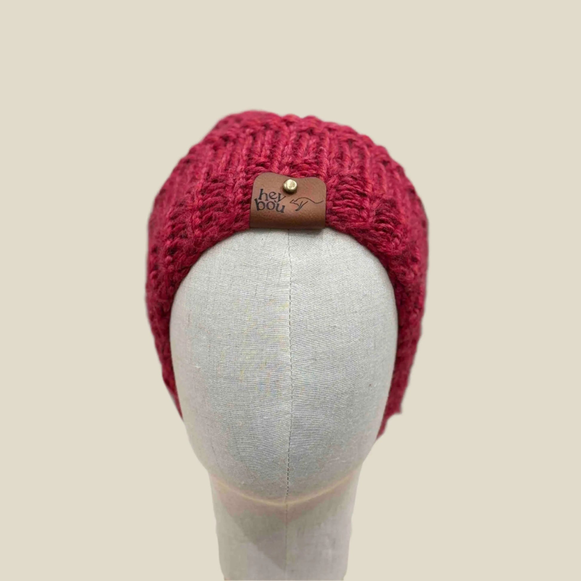 Bulky Red 2 Patterned 5cm Rib Knit Child/Adult Slouchy Beanie 42-60cm H 25cm HeyBou - Made by Lisa