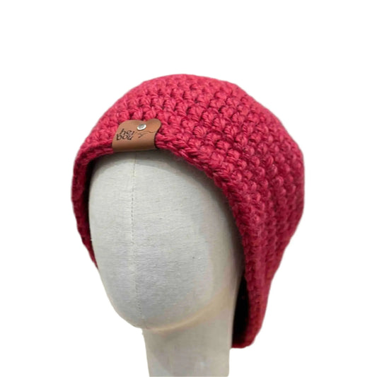 Bulky Red Double Crochet 2XL Adult Beanie 69-87cm H 23cm HeyBou - Made by Lisa