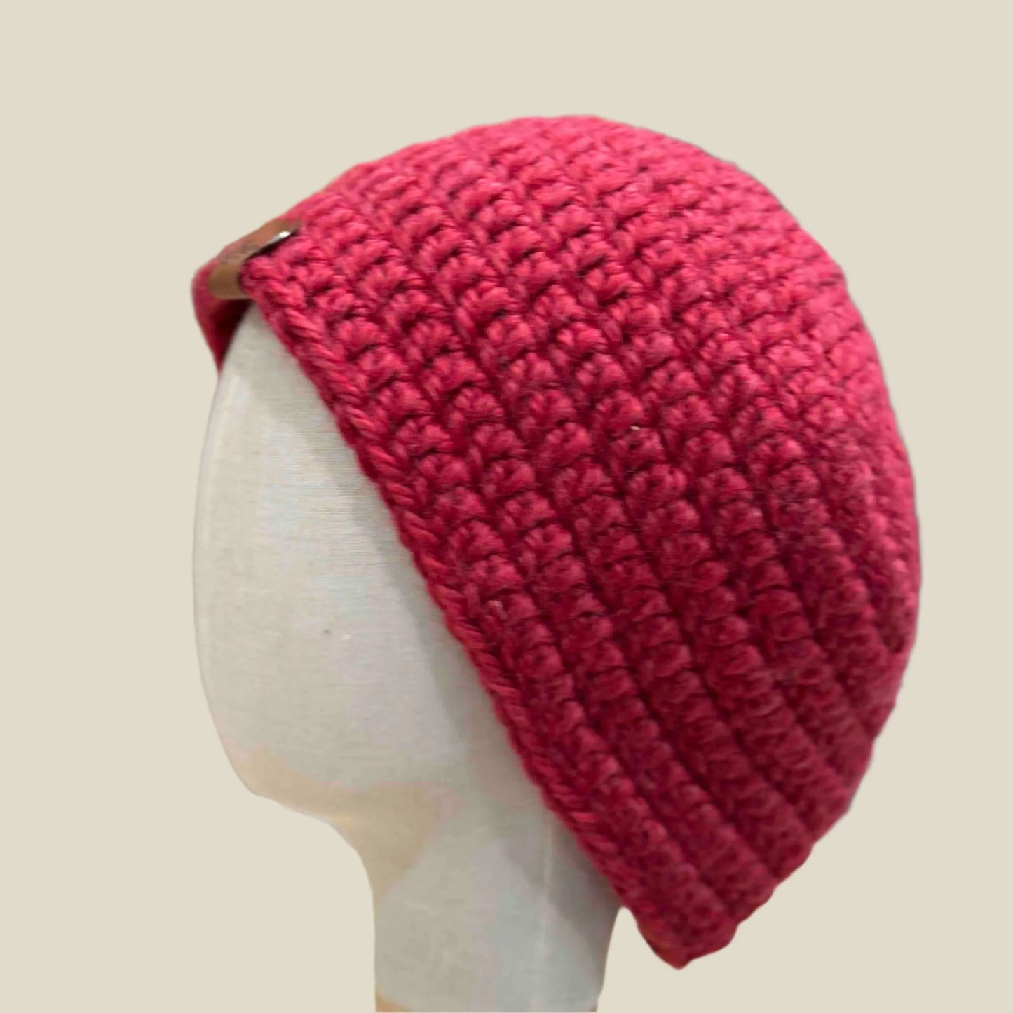 Bulky Red Double Crochet 2XL Adult Beanie 69-87cm H 23cm HeyBou - Made by Lisa