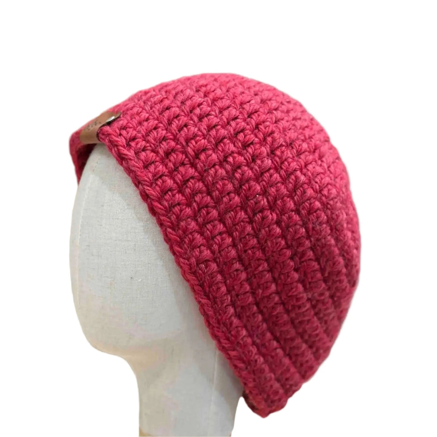 Bulky Red Double Crochet 2XL Adult Beanie 69-87cm H 23cm HeyBou - Made by Lisa