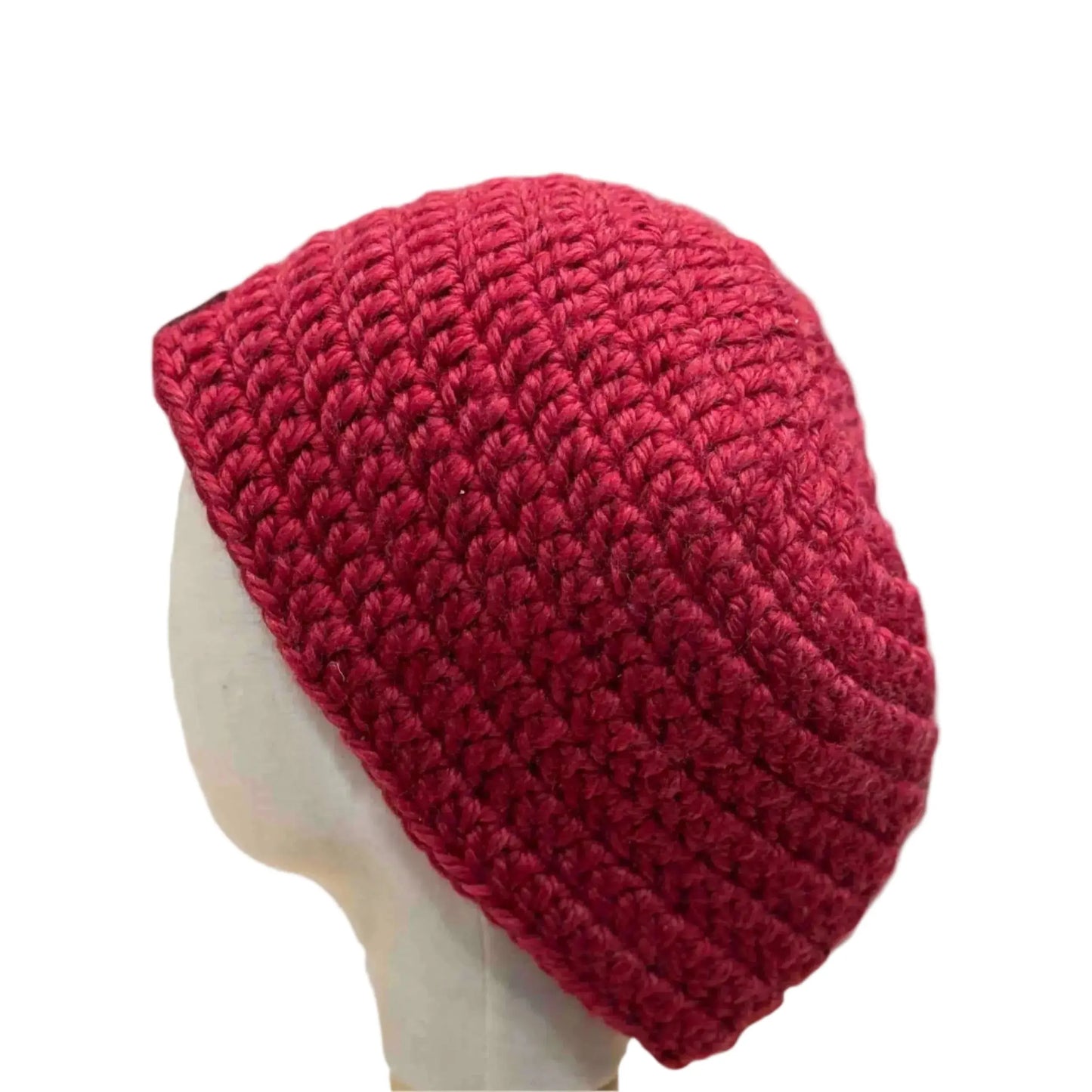 Bulky Red Double Crochet 2XL Adult Beanie 69-87cm H 23cm HeyBou - Made by Lisa