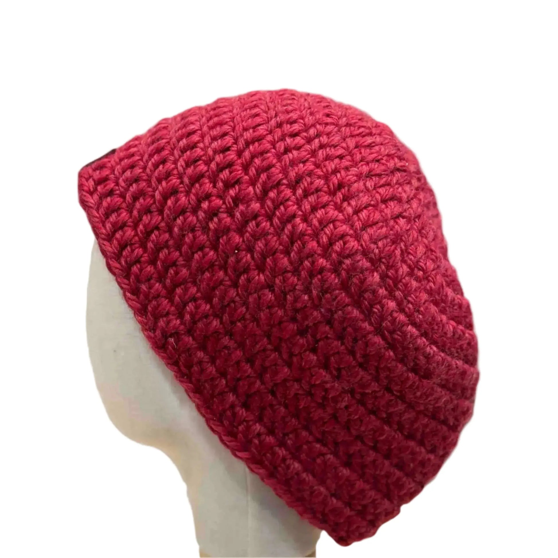 Bulky Red Double Crochet 2XL Adult Beanie 69-87cm H 23cm HeyBou - Made by Lisa