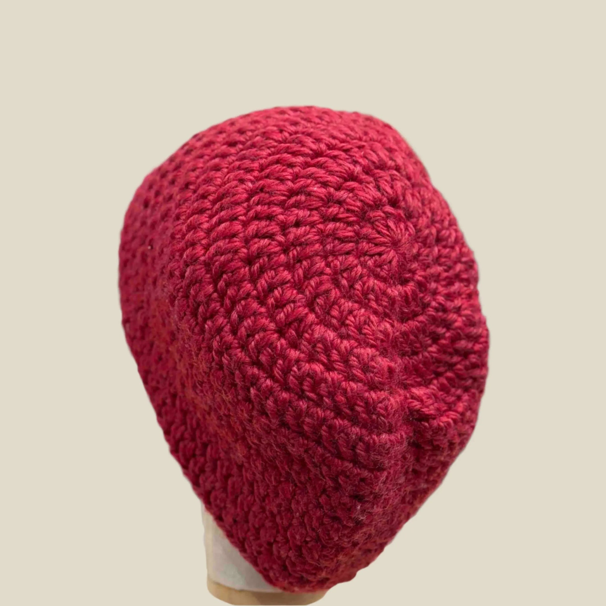 Bulky Red Double Crochet 2XL Adult Beanie 69-87cm H 23cm HeyBou - Made by Lisa