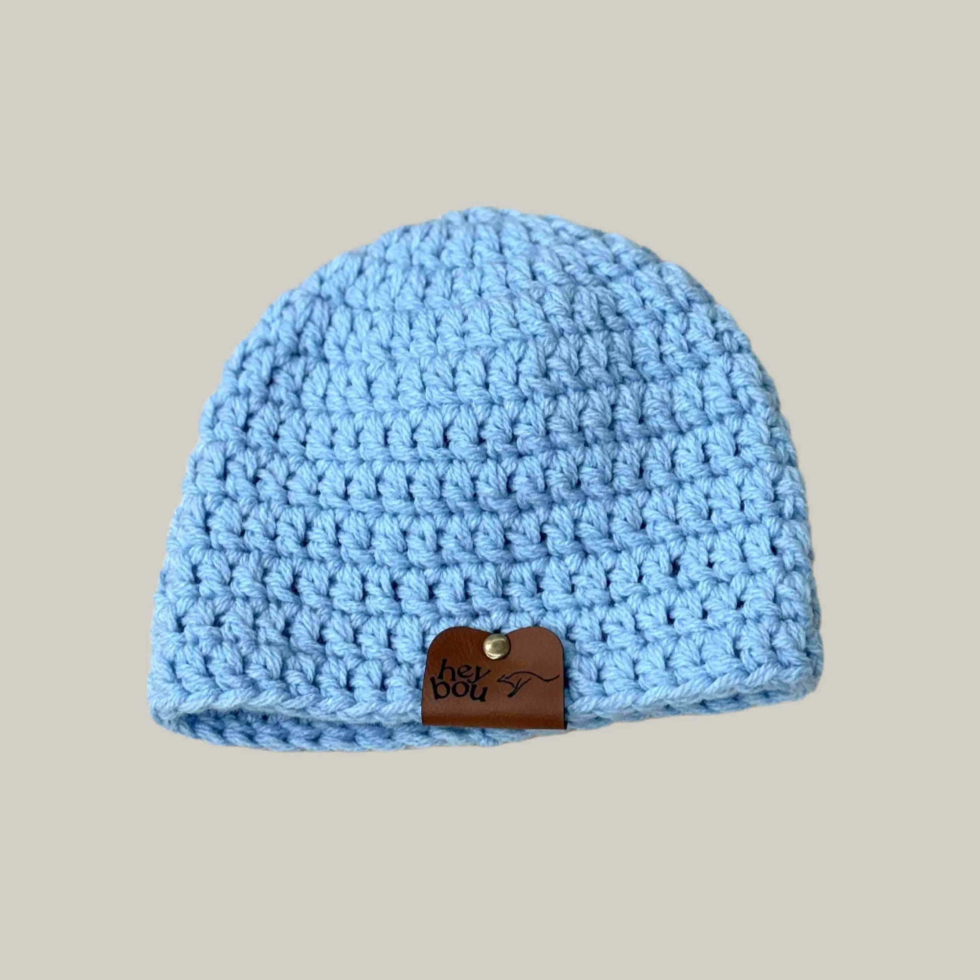 Bulky Sky Blue Double Crochet Child Beanie 41-52cm H 18cm HeyBou - Made by Lisa