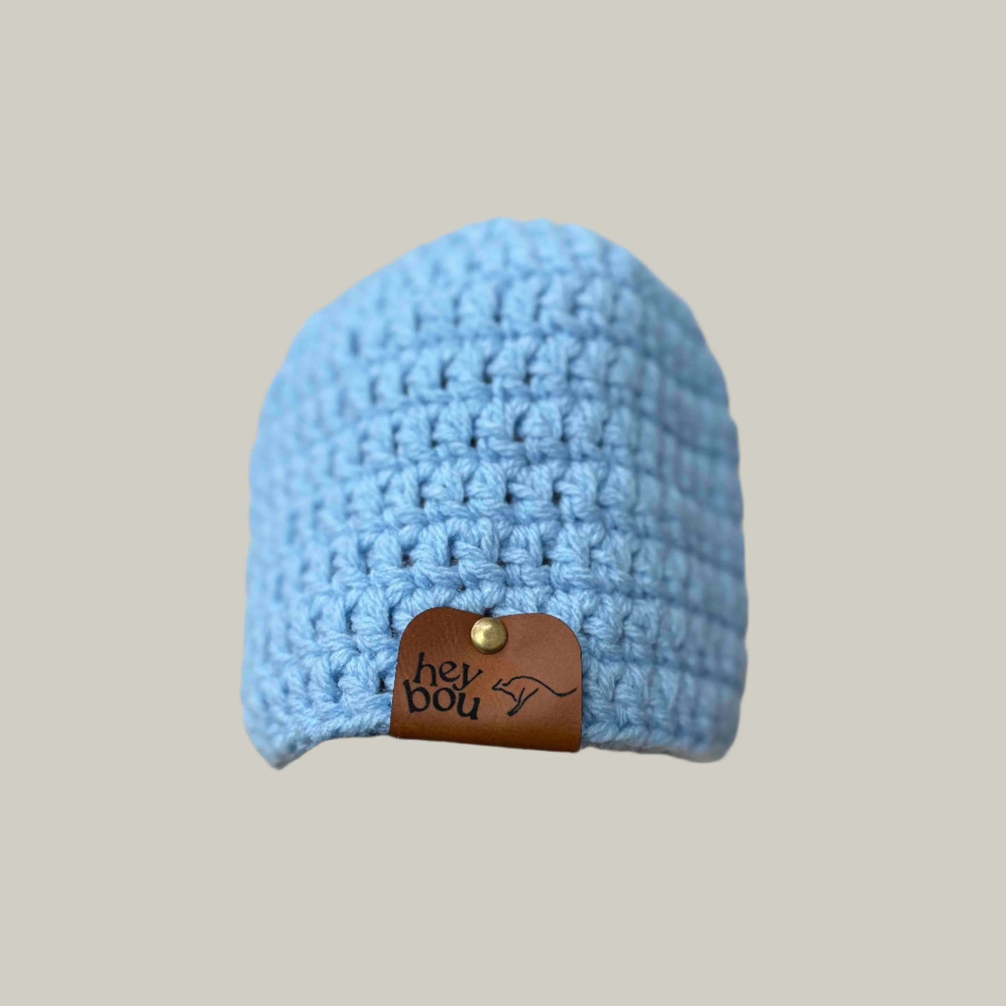 Bulky Sky Blue Double Crochet Child Beanie 41-52cm H 18cm HeyBou - Made by Lisa