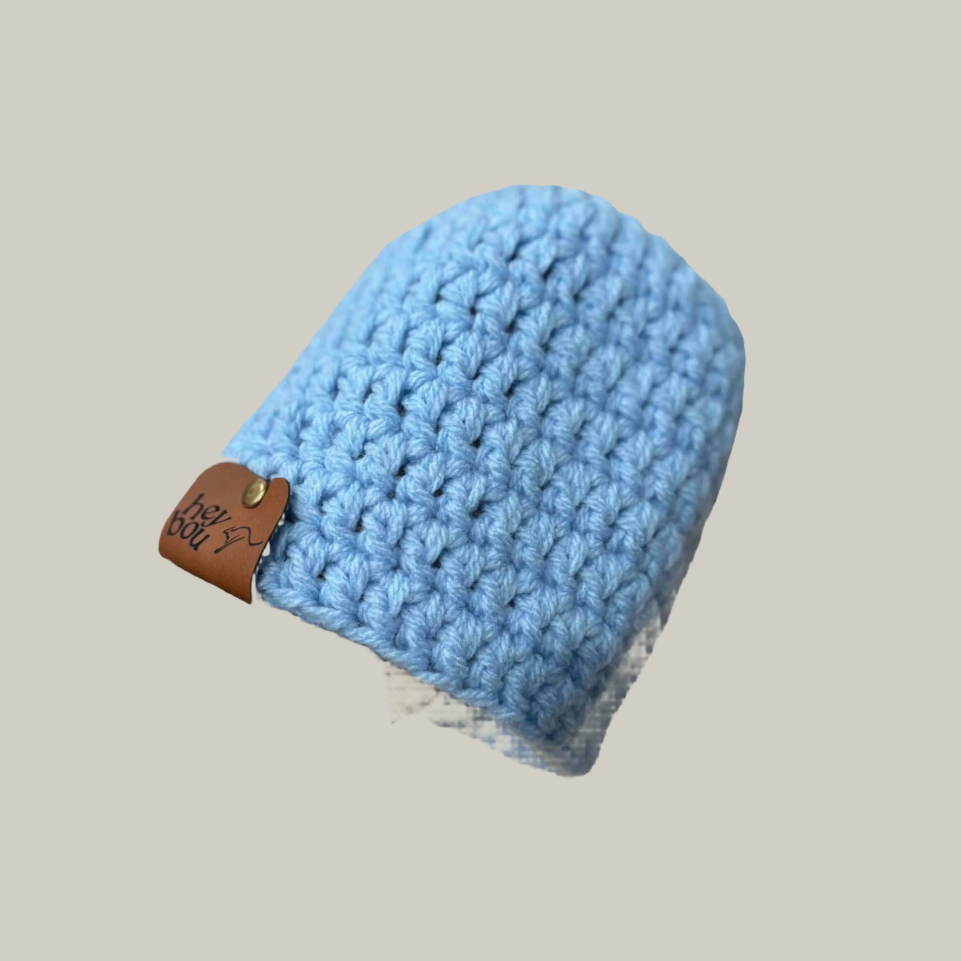 Bulky Sky Blue Double Crochet Child Beanie 41-52cm H 18cm HeyBou - Made by Lisa