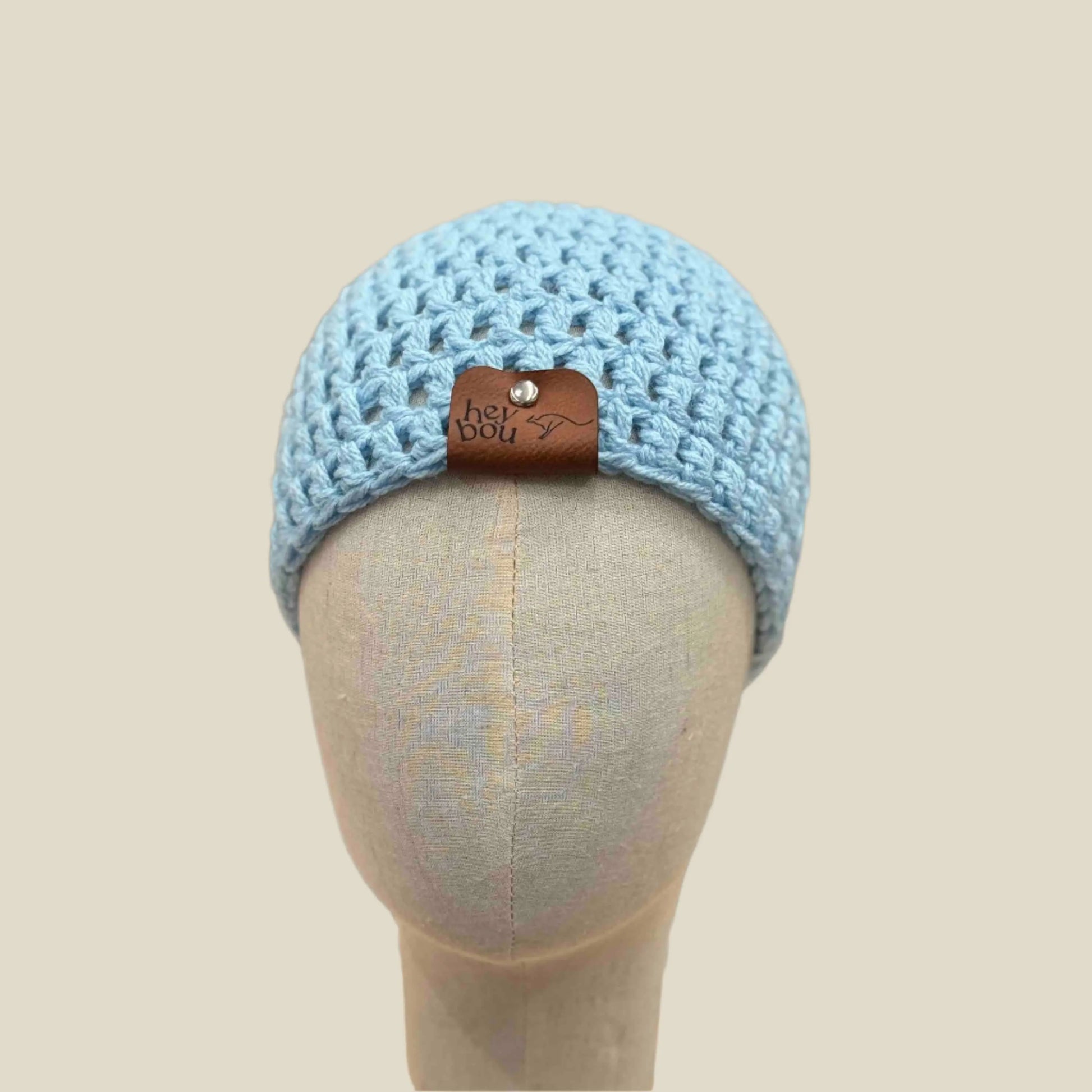Bulky Sky Blue Double Crochet Child Beanie 47-59cm H 18cm HeyBou - Made by Lisa