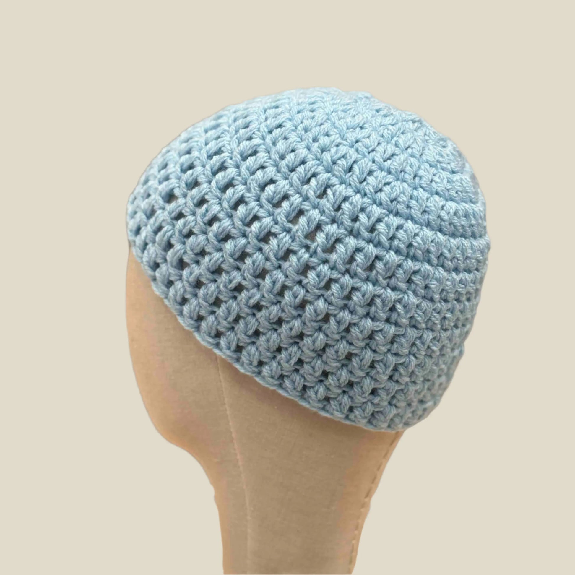 Bulky Sky Blue Double Crochet Child Beanie 47-59cm H 18cm HeyBou - Made by Lisa