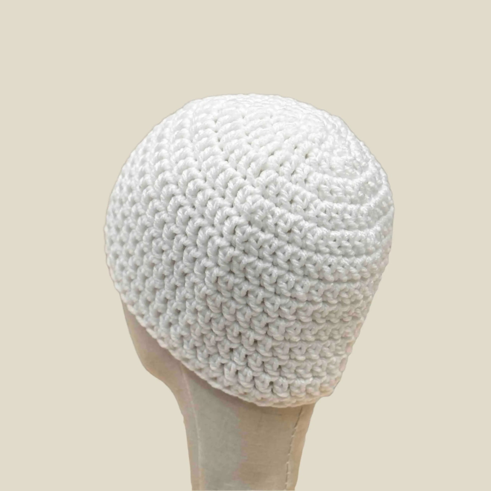 Bulky White Double Crochet Adult Beanie 54-67cm H21cm HeyBou - Made by Lisa