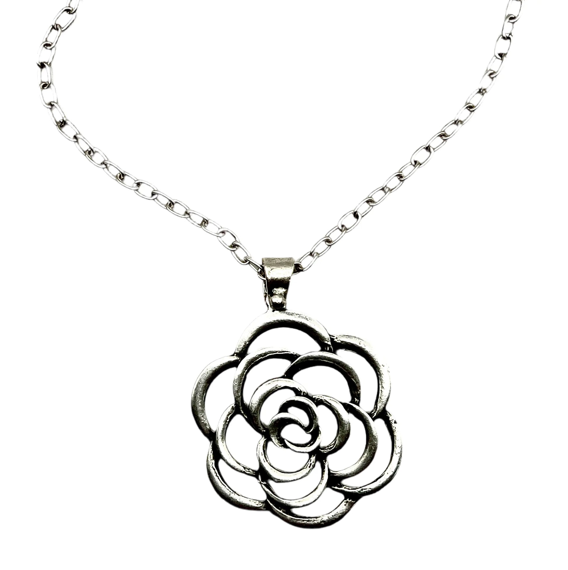 Silver Plated Rose Necklace Hey Bou