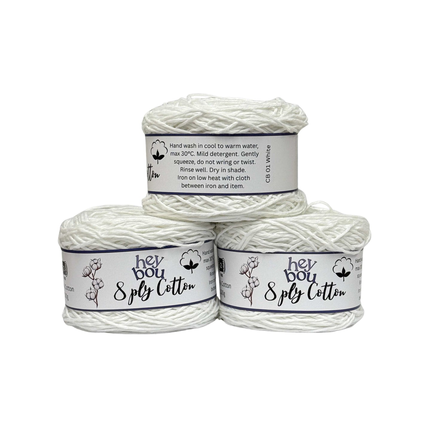 8 ply Cotton Yarn, 100% Cotton, 100g Ball HeyBou
