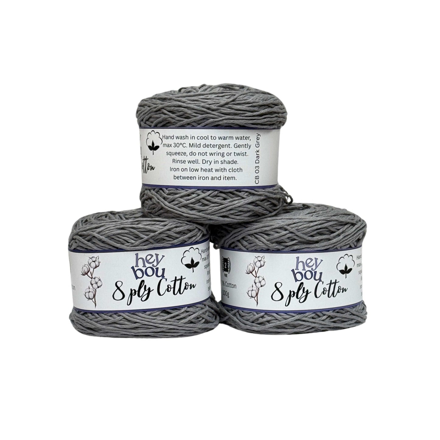 8 ply Cotton Yarn, 100% Cotton, 100g Ball HeyBou