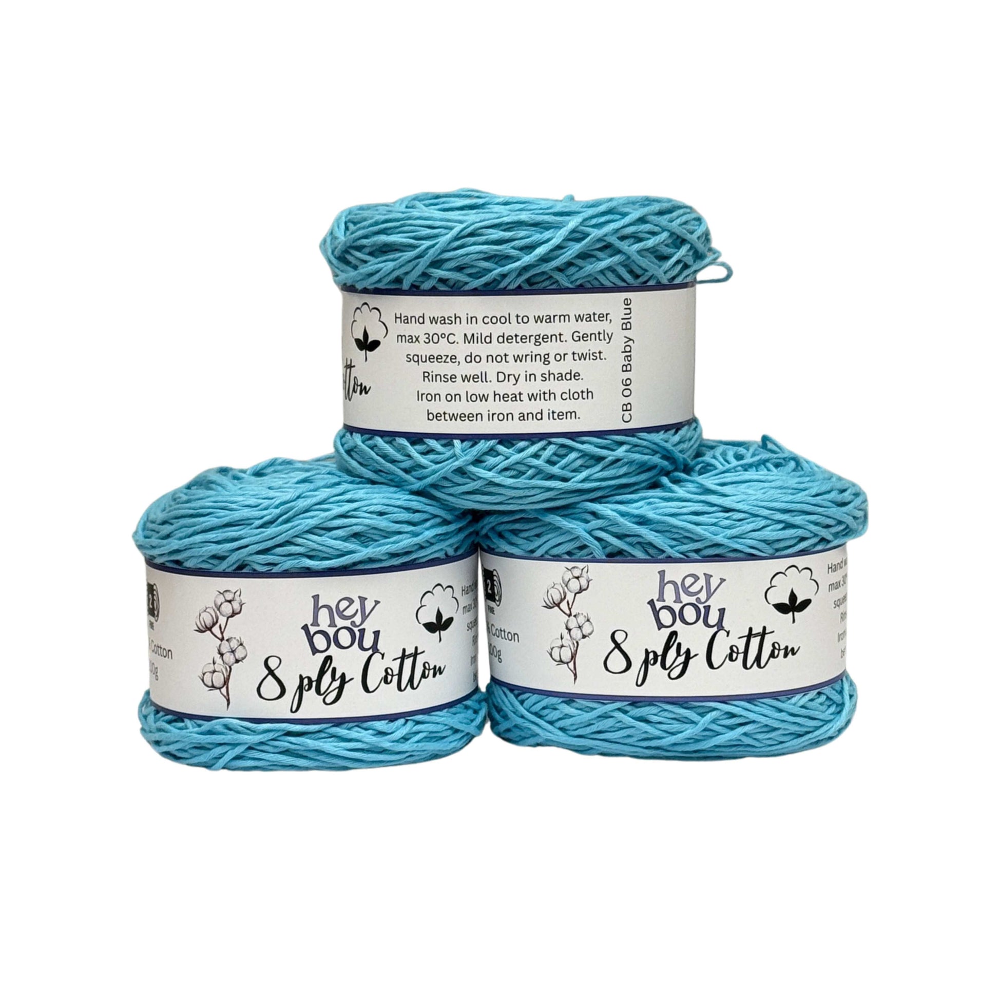 8 ply Cotton Yarn, 100% Cotton, 100g Ball HeyBou