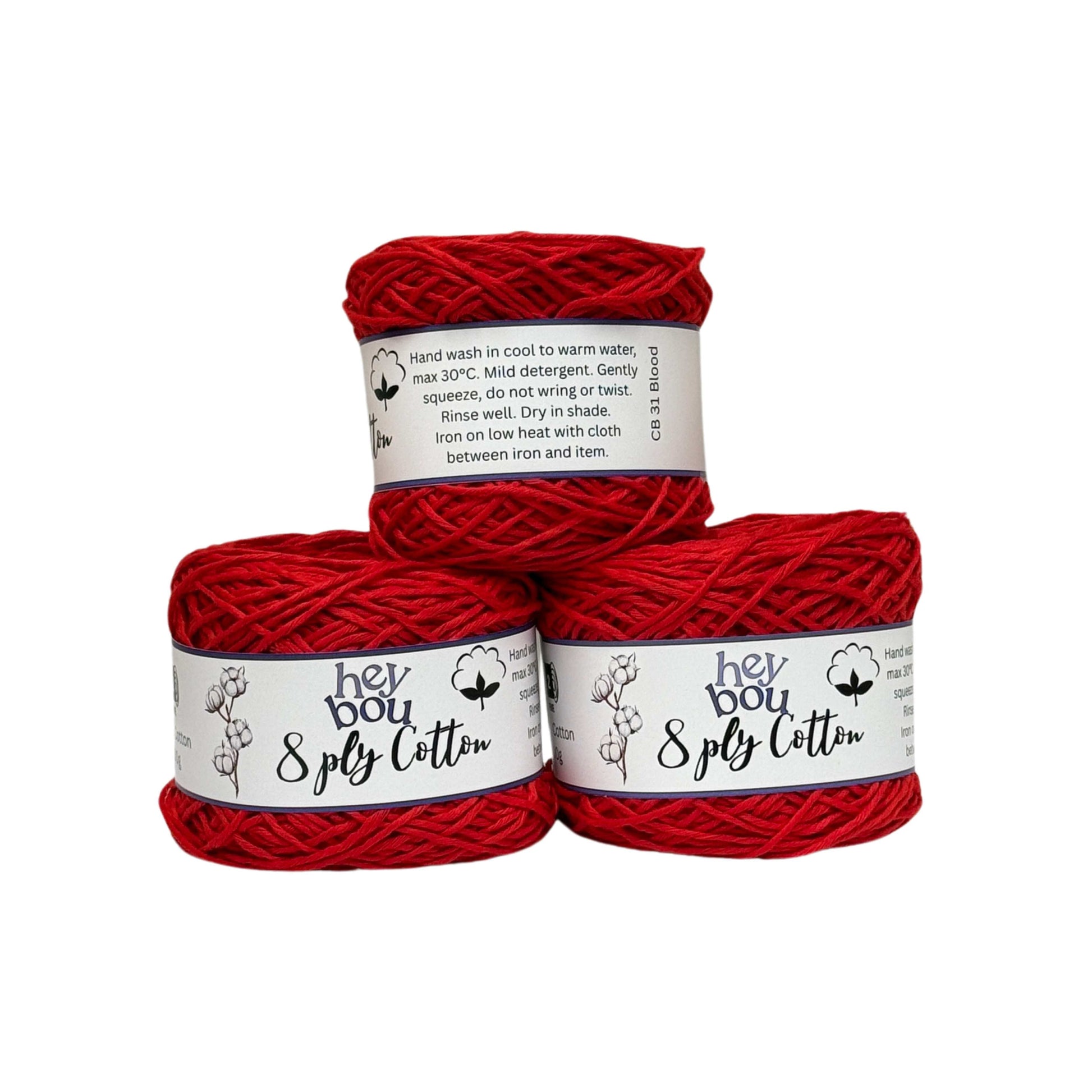 8 ply Cotton Yarn, 100% Cotton, 100g Ball HeyBou