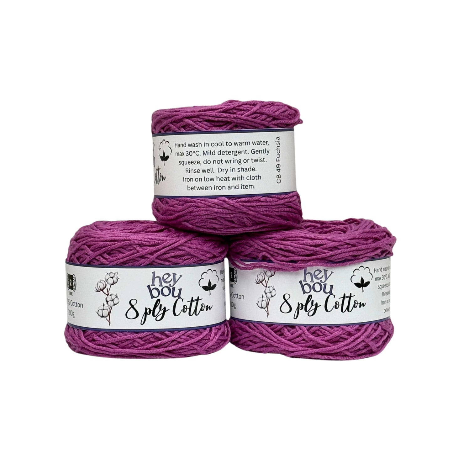 8 ply Cotton Yarn, 100% Cotton, 100g Ball HeyBou
