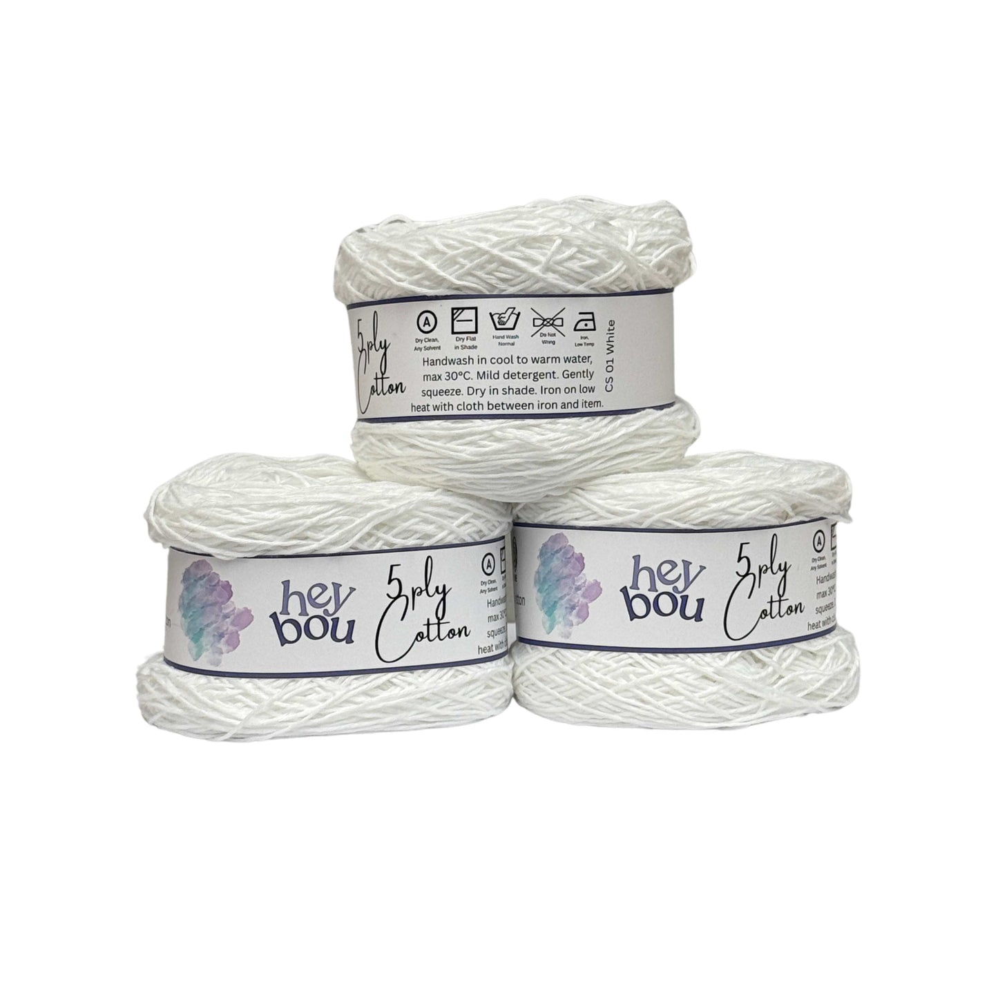 5 ply Cotton Yarn, 100% Cotton, 100g Ball HeyBou