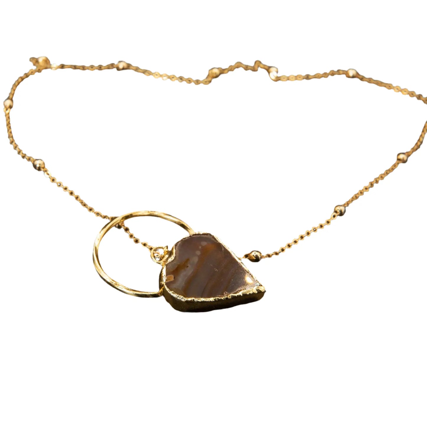 Agate Natural Stone Gold Plated Necklaces Hey Bou