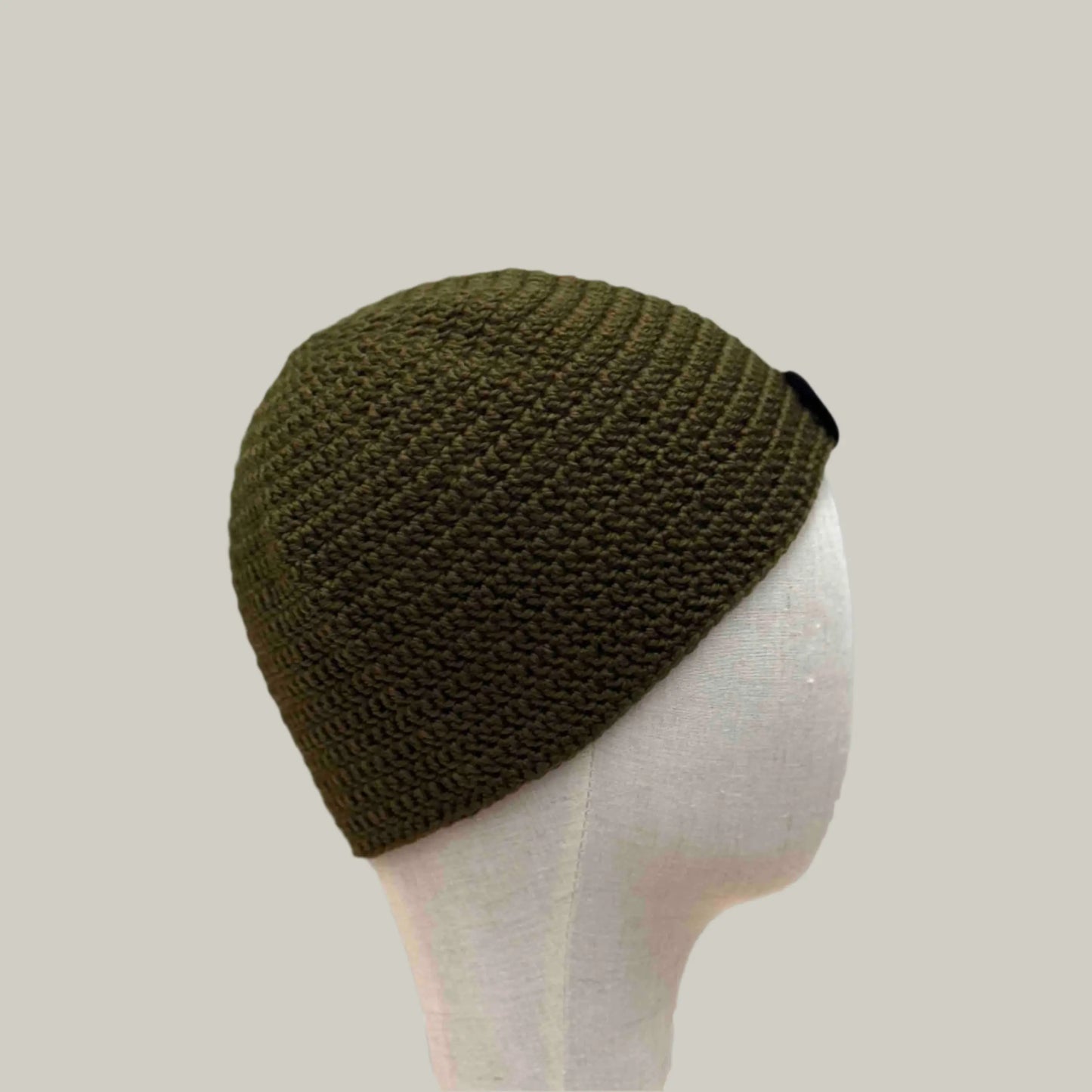 Dark Green Double Crochet Adult Beanie 55-63cm H 18.5cm HeyBou - Made by Lisa