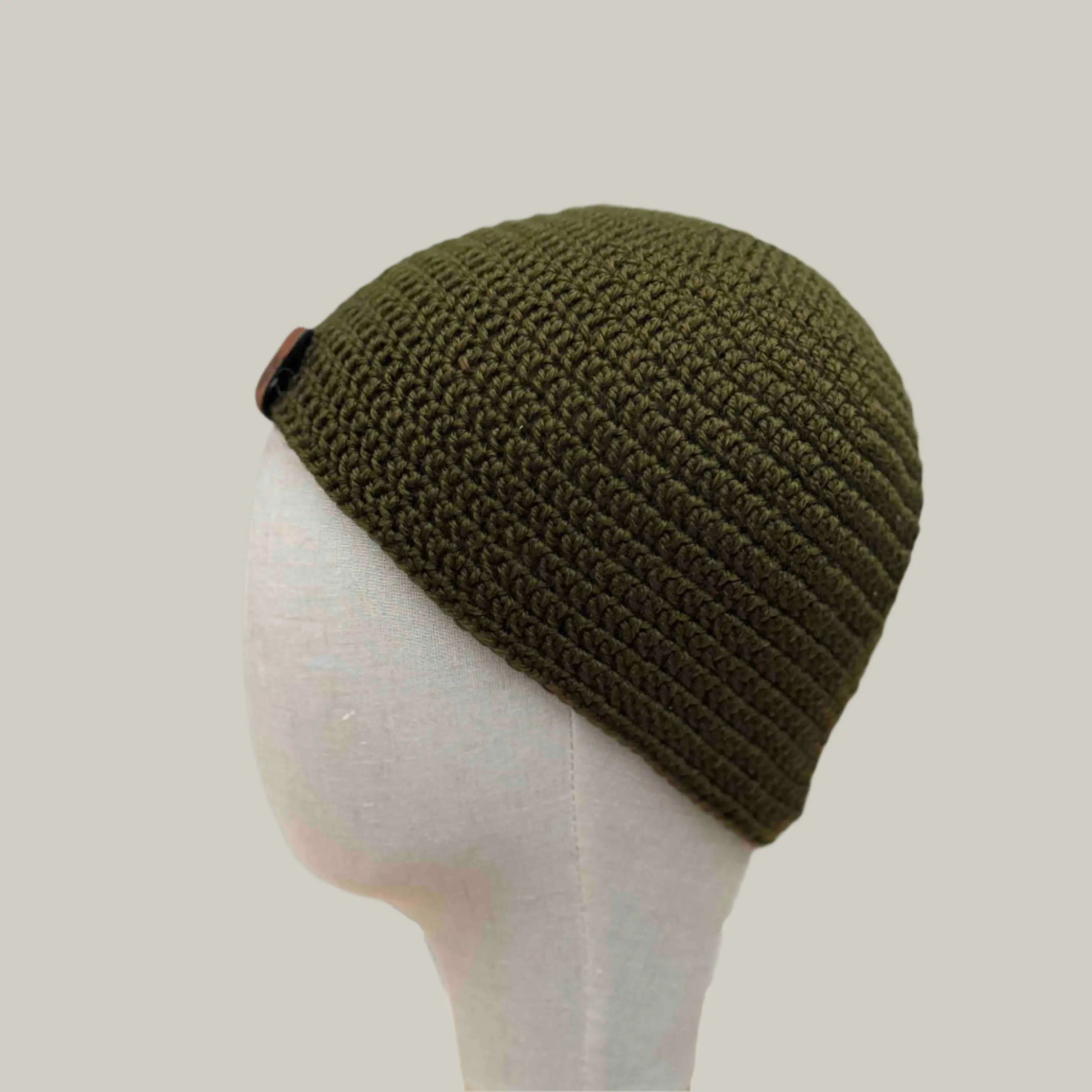 Dark Green Double Crochet Adult Beanie 55-63cm H 18.5cm HeyBou - Made by Lisa