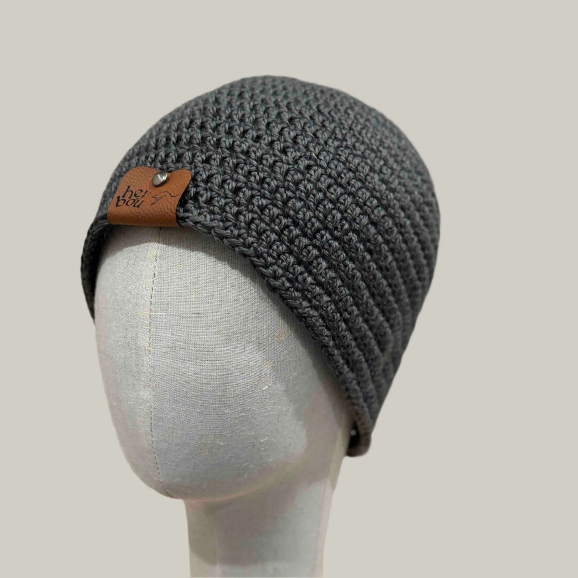 Dark Grey Double Crochet Adult Beanie 54-70cm H 21cm HeyBou