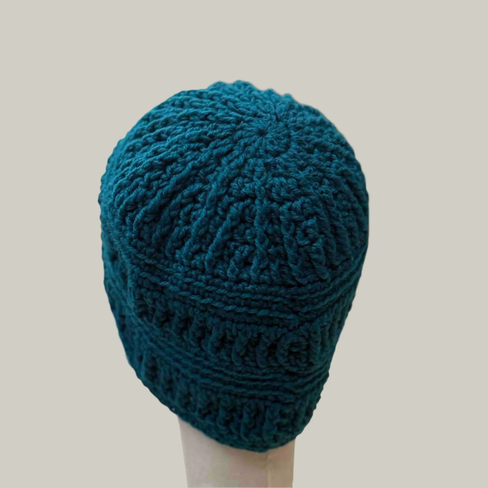Deep Teal Mix Pattern L Adult Beanie 57-74cm H 23cm HeyBou