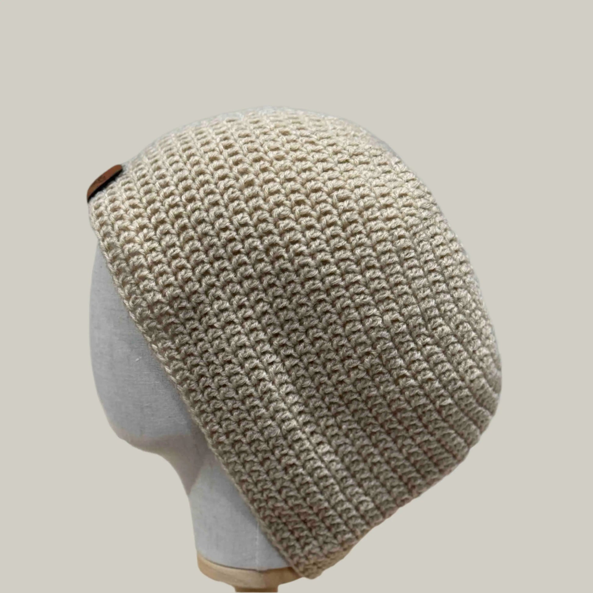 Beige Double Crochet XL Adult Extra Long Beanie 67-86cm H27cm HeyBou - Made by Lisa