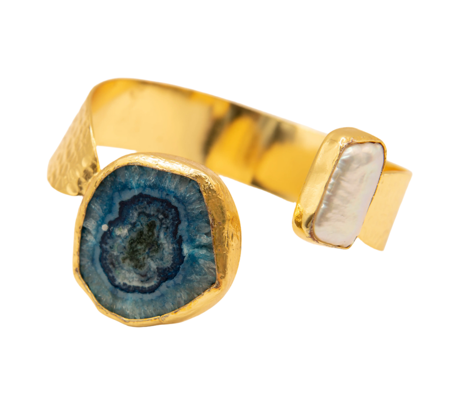 Gold Plated Blue Agate and Freshwater Pearl Bracelet Hey Bou