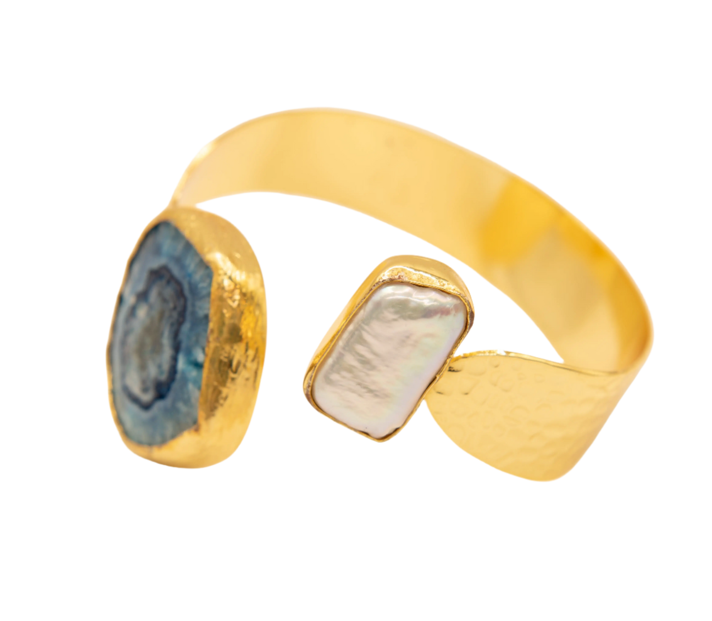 Gold Plated Blue Agate and Freshwater Pearl Bracelet Hey Bou