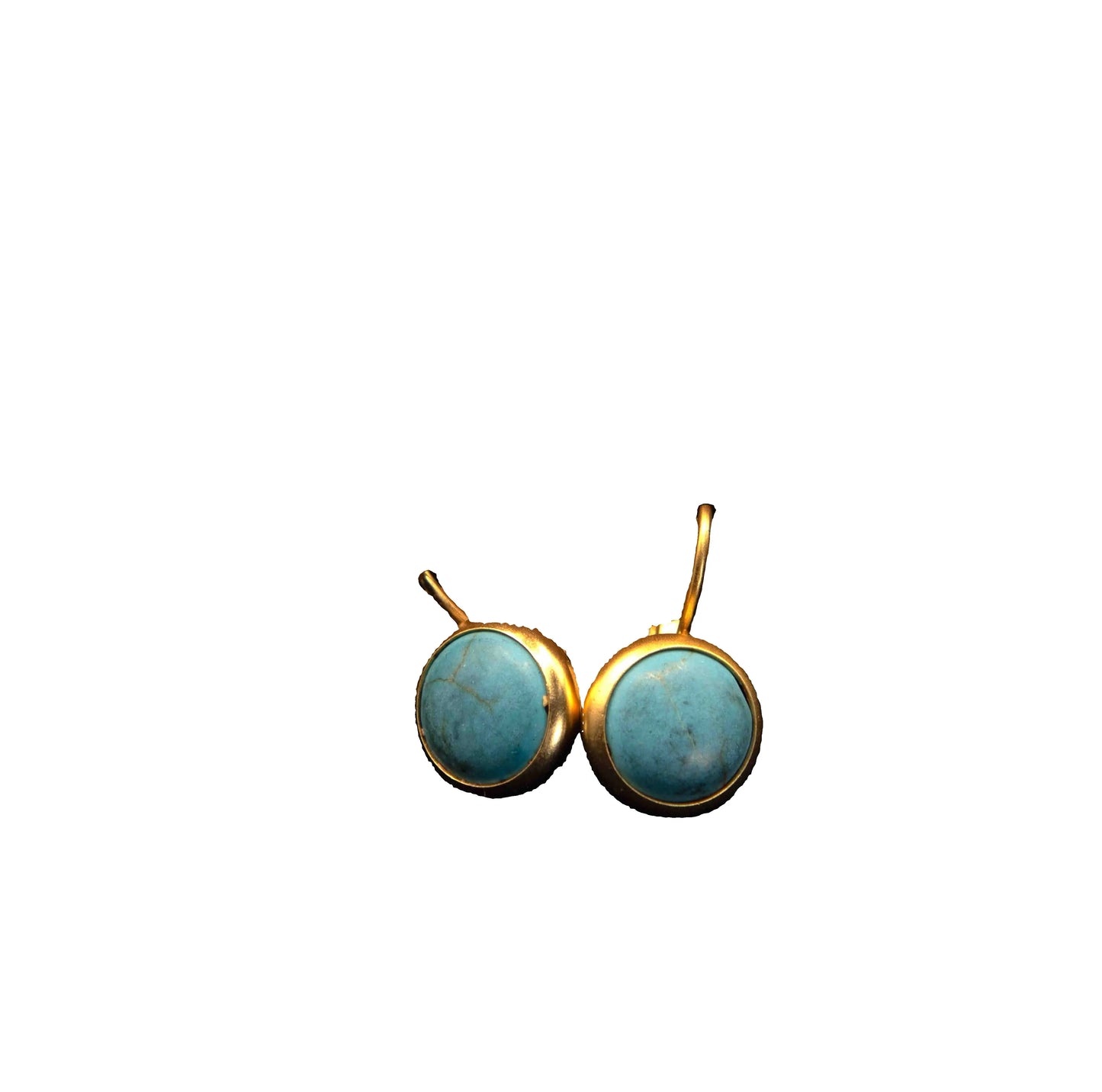 Gold Plated Natural Stone Small Hook Earrings