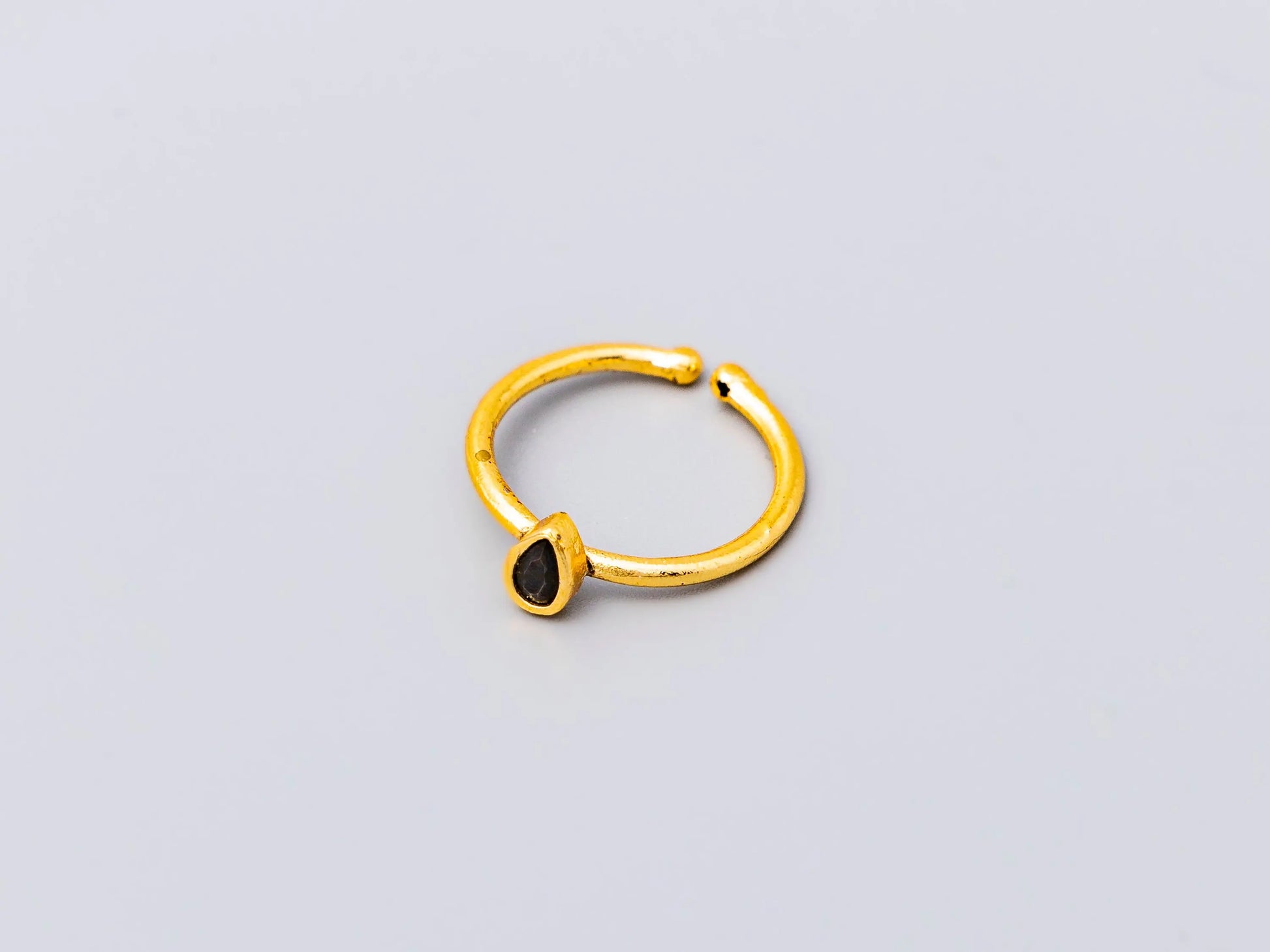 Gold Plated Onyx Teardrop Ring Hey Bou