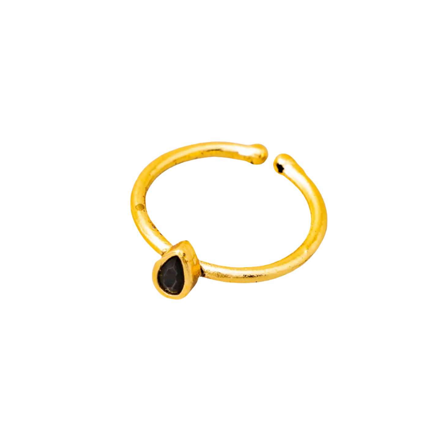 Gold Plated Onyx Teardrop Ring Hey Bou
