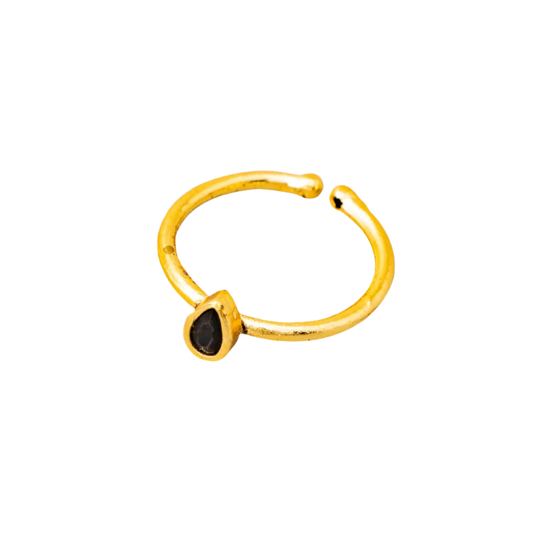 Gold Plated Onyx Teardrop Ring Hey Bou